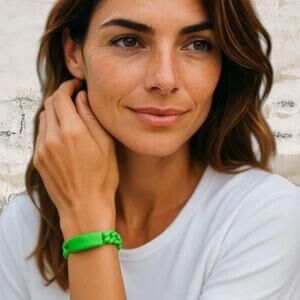 Marc by Marc Jacobs NWT Green Bracelet Braided Chain ID Plate Bangle